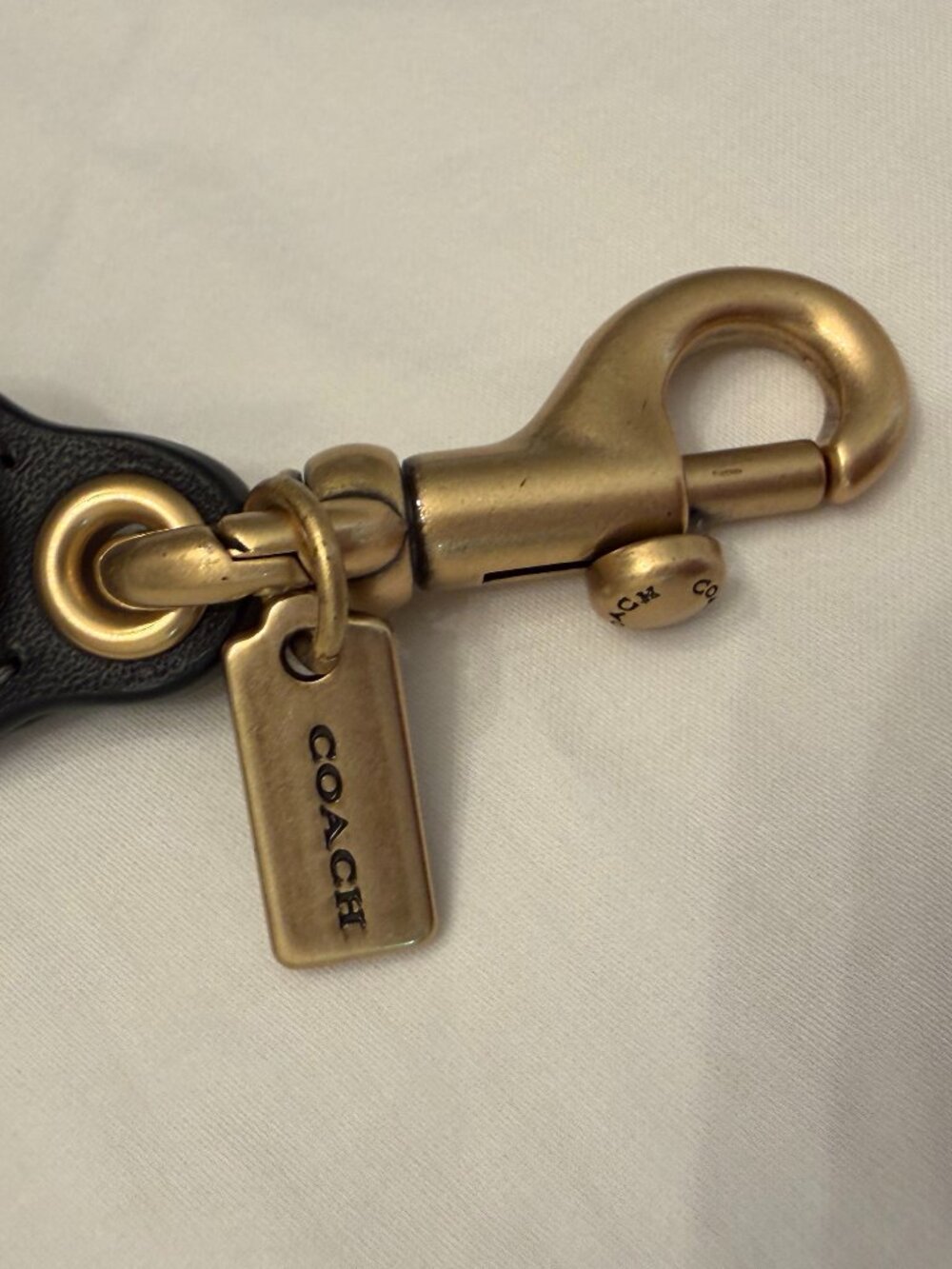 NWT COACH LONG BLACK LEATHER COVERED LINK CHAIN STRAP - Picture 9 of 13